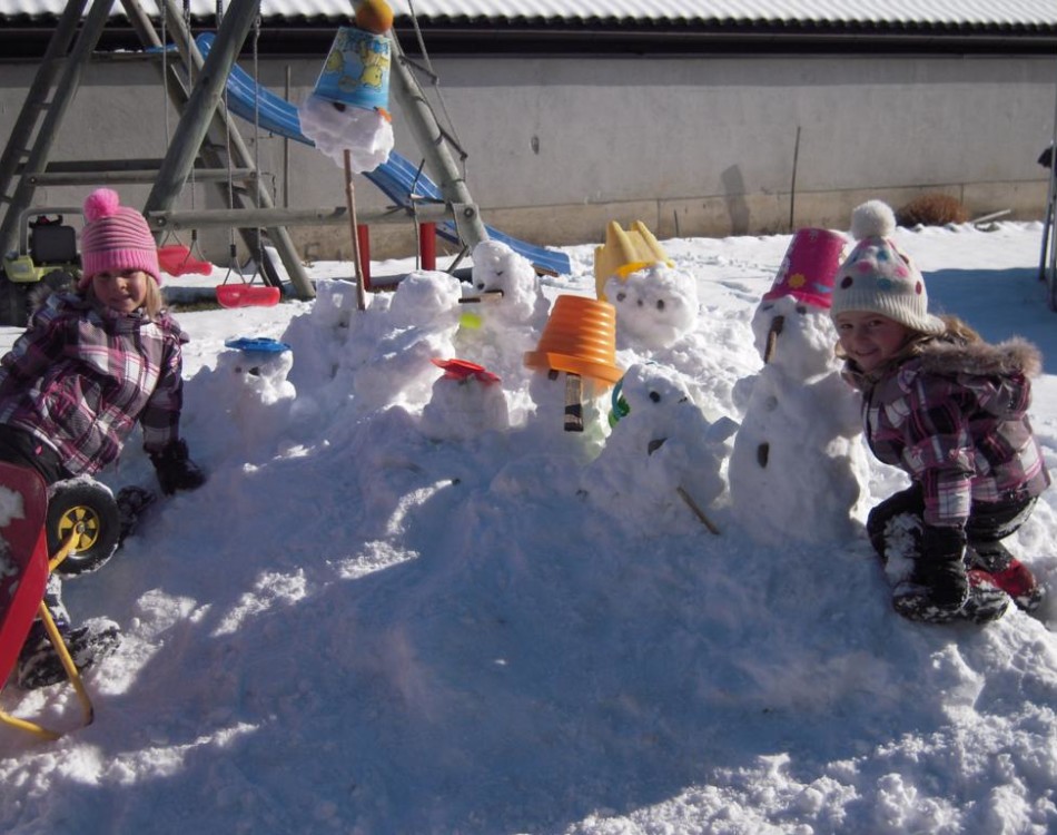 Snowmen in our garden